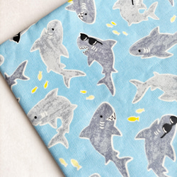 35×30   お着替え袋   サメ　魚　海　スカイブルー 3枚目の画像
