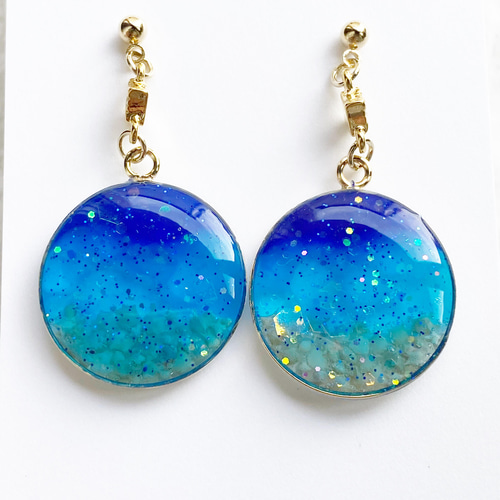 No.1164-C　海☆海塗りピアス・イヤリング(ゴールド) No.1164-C 海☆海塗りピアス・イヤリング(ゴールド)
