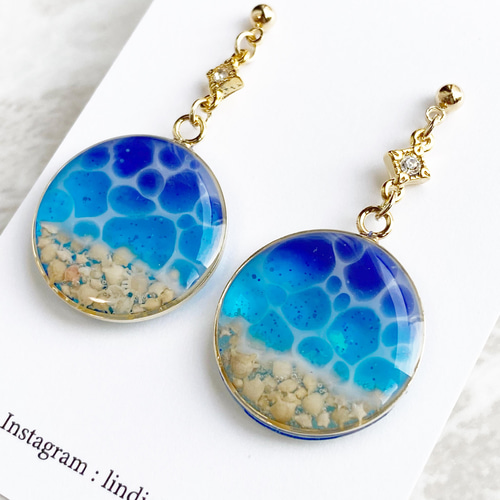 No.1164-C　海☆海塗りピアス・イヤリング(ゴールド) No.1164-C 海☆海塗りピアス・イヤリング(ゴールド)