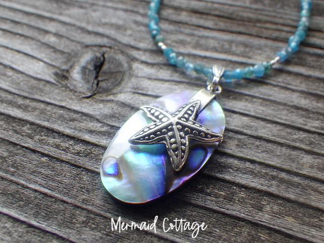 *sv92*Starfish on Paua Shell Apatite necklace ☆3WAY！