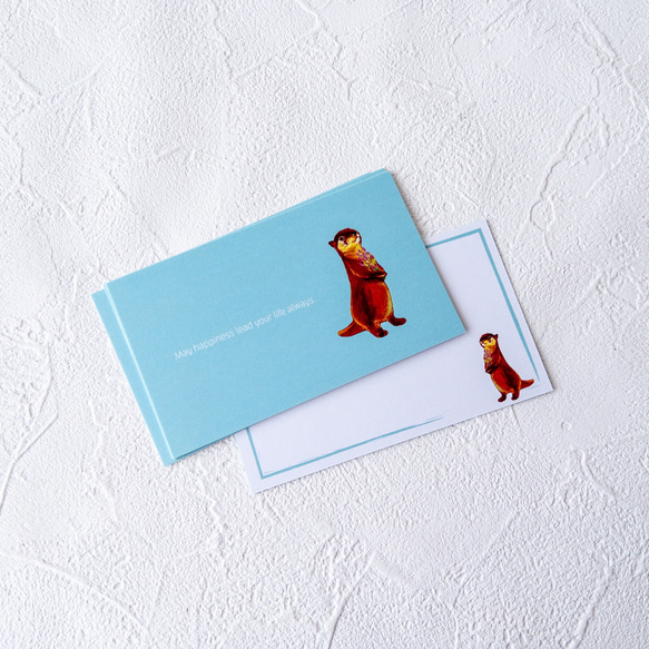 メッセージカード封筒セット （花摘みカワウソ） 3枚目の画像