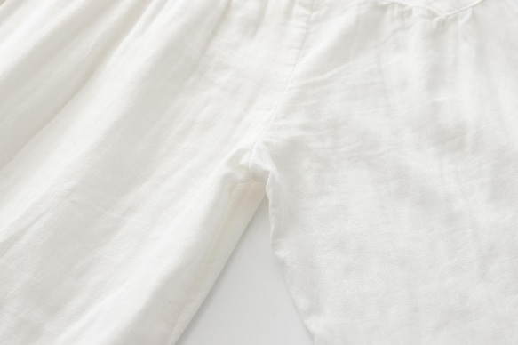 ダブルガーゼ 花柄刺繍  白/水色 2色 長袖コットンブラウス 8枚目の画像