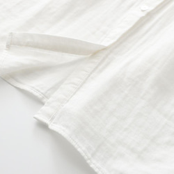 ダブルガーゼ 花柄刺繍  白/水色 2色 長袖コットンブラウス 10枚目の画像