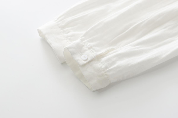 ダブルガーゼ 花柄刺繍  白/水色 2色 長袖コットンブラウス 9枚目の画像