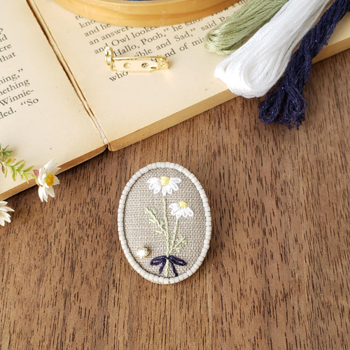 original cotton刺繍生地（ギンガムチェック・ミニハート刺繍
