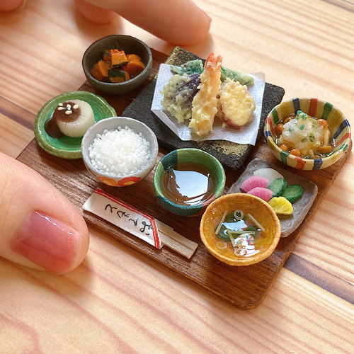 松茸御膳 ミニチュア フード ハンドメイド | 秋の水菜の