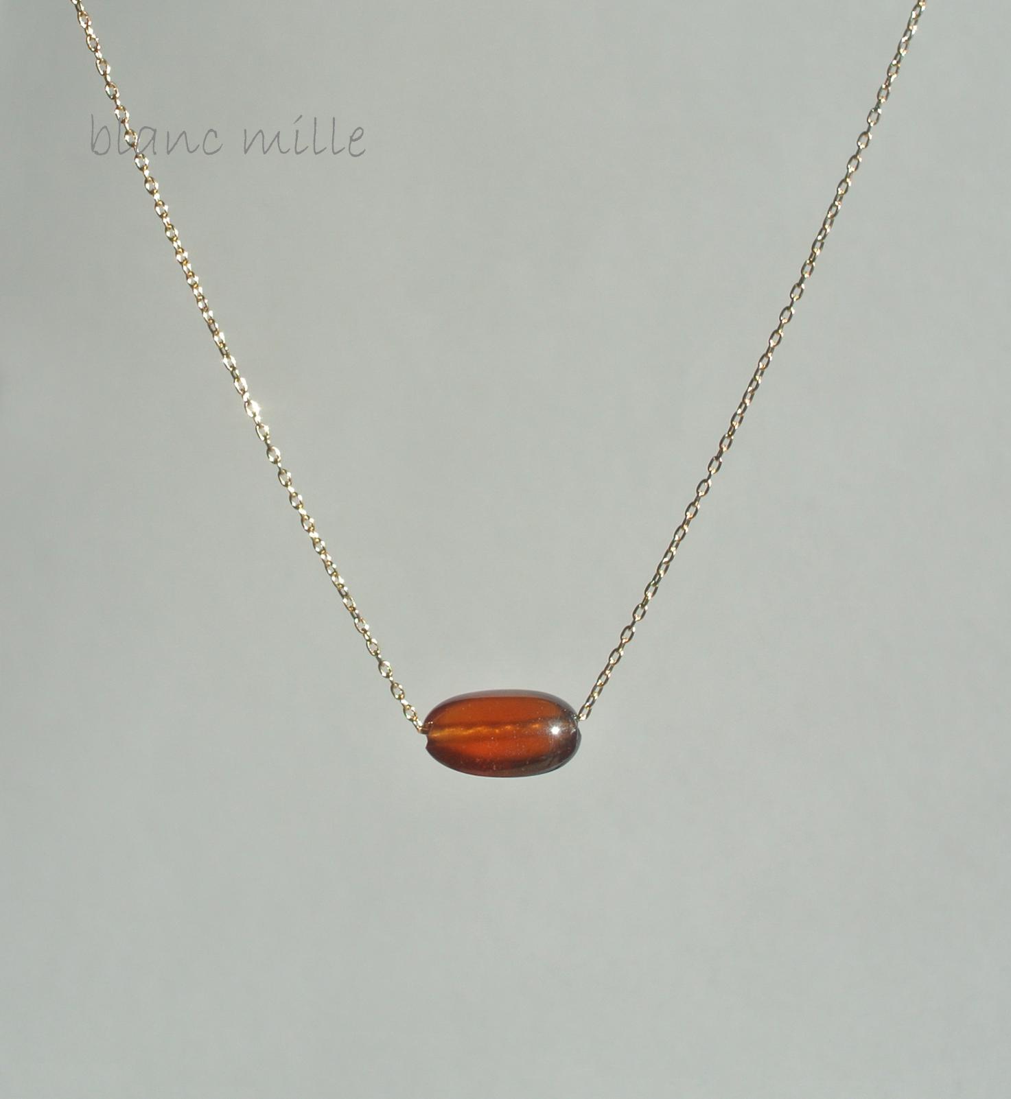 No.1797○*オレンジガーネット18金ゴールド シンプルネックレス○*1月の誕生石 ヘソナイトK18ペンダント