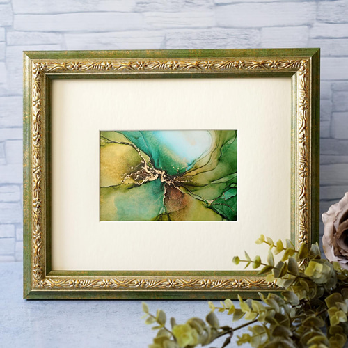 油彩画『碧瞳吉兆』原画 一点物 開運アート インテリア 原画 油絵 兆し 光のアート 抽象画 SM/サムホール ネイビー×ブルー