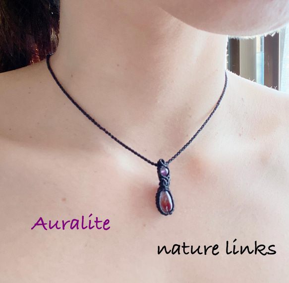 オーラライト アメジスト 小さなマクラメネックレス n47 ネックレス
