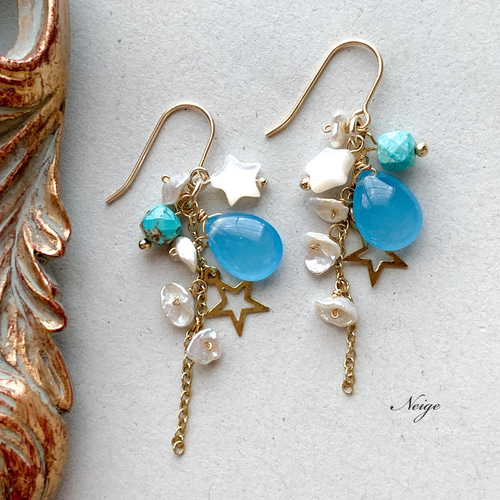 ブルージェード ペアシェイプ 12×9×5mm 4粒 天然石パーツ 天然石 Neige