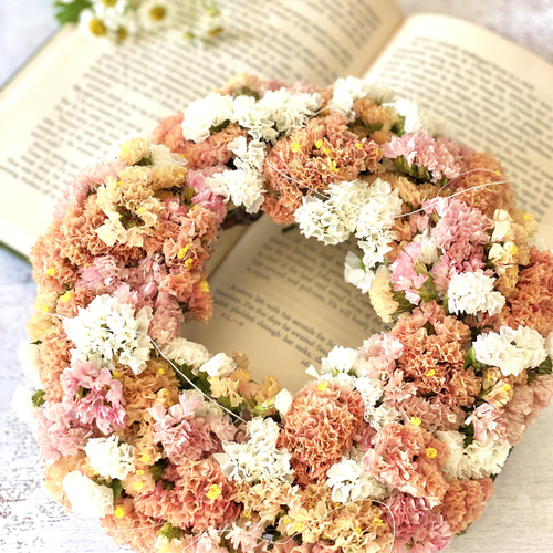 ドライフラワーリース　スターチス   母の日　母の日ギフト 受注販売】たっぷりのスターチスでつくった母の日リース（生花）