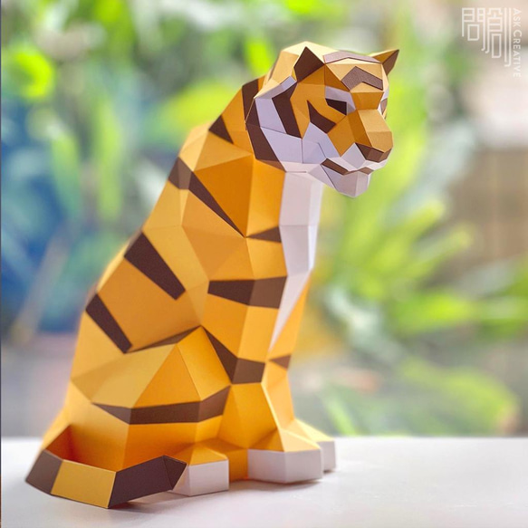Askcreative DIYペーパークラフト 手作り 3D ペーパーモデル 装飾 壁飾り 吊り下げ小動物シリーズ-ベンガルトラ 2枚目の画像