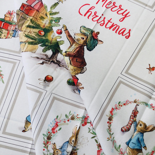 ピーターラビット クリスマスパネル生地 生地 Hirondelle et Ruby 通販