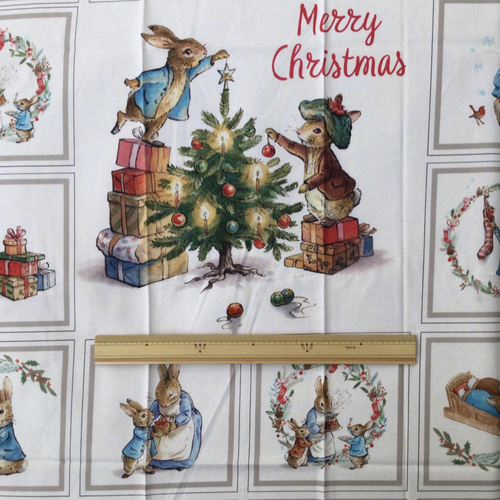 ピーターラビット クリスマスパネル生地 生地 Hirondelle et Ruby 通販