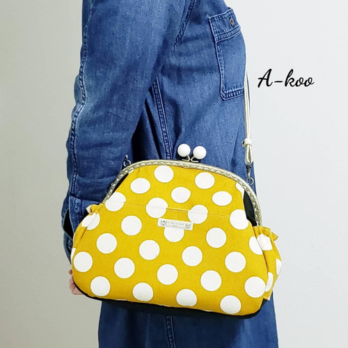 A-koo『受注製作』水玉☆茶☆がま口ショルダーバッグ 受注製作』水玉☆茶☆がま口ショルダーバッグ ショルダーバッグ