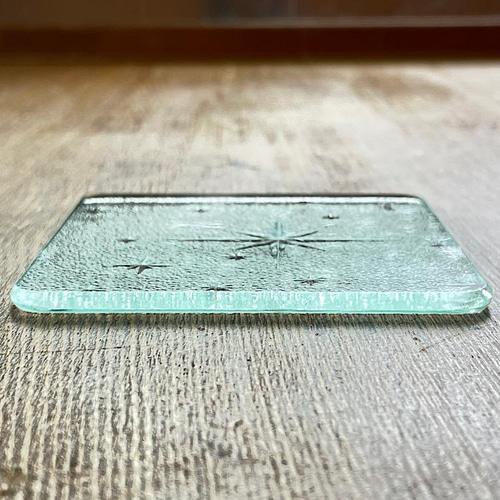 4mm 銀河 ガラスコースター 昭和レトロガラス アンティーク 型板ガラス