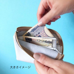 大きい L字財布 本革 カードケース 姫路レザー クロコ 水色 6枚目の画像