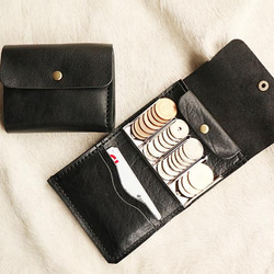 小さめの革財布/ミニ財布コインキャッチャー/coincatcher-black