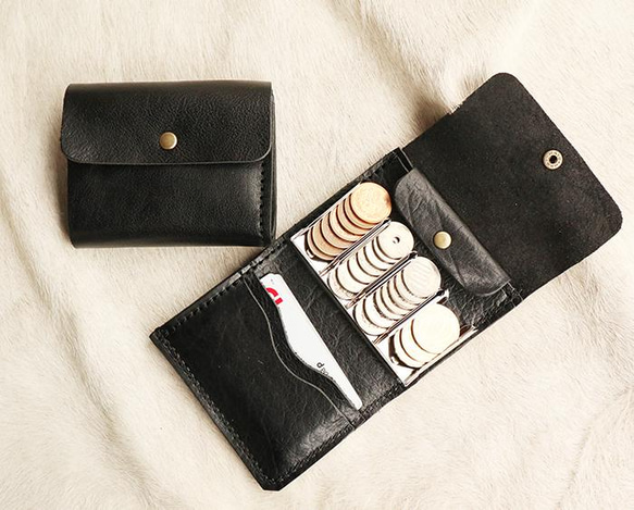 くらしを楽しむアイテム 小さめの革財布/ミニ財布コインキャッチャー/coincatcher-black 財布・ケース・小物入れ