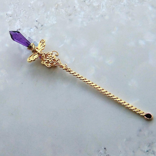 魔法の杖 かんざし ドール小物 パープル 初級魔法 メイジ専用 闇属性