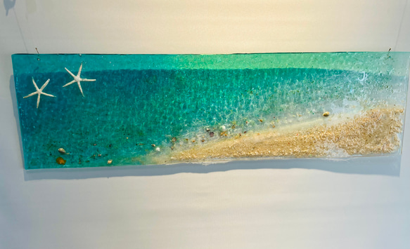 Alex様専用　壁掛けアートパネル エメラルドグリーンの海 白砂のビーチ オーシャン mimamo90×25 3枚目の画像