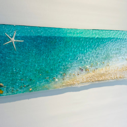 Alex様専用　壁掛けアートパネル エメラルドグリーンの海 白砂のビーチ オーシャン mimamo90×25 4枚目の画像