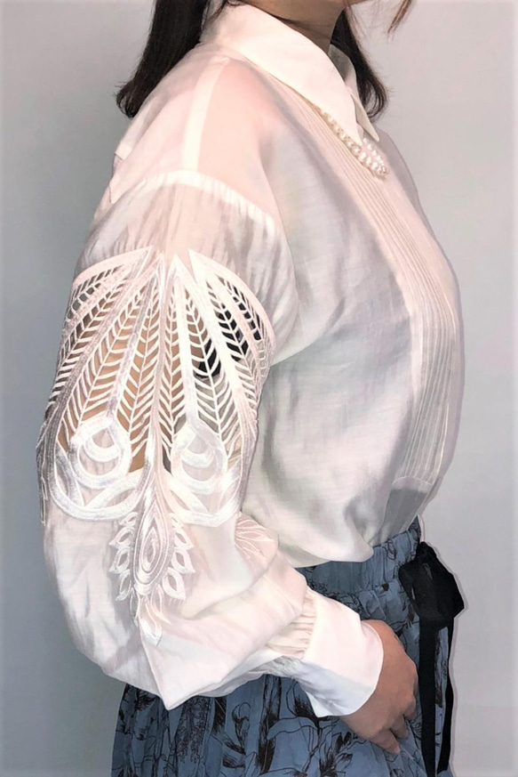 【セット販売】透かし袖シアーシャツ × マキシスカート ver.1 6枚目の画像