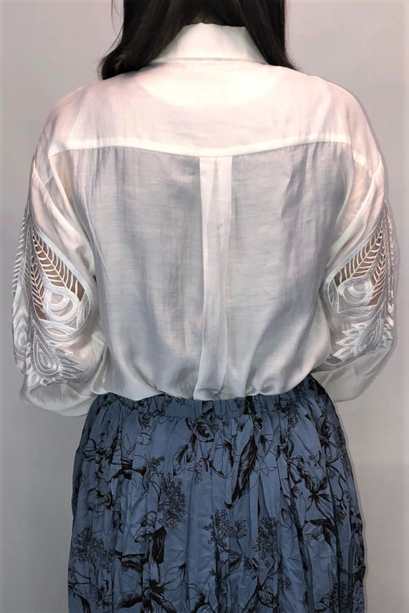 【セット販売】透かし袖シアーシャツ × マキシスカート ver.1 2枚目の画像