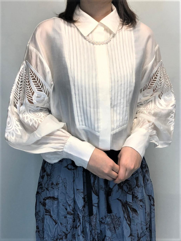 【セット販売】透かし袖シアーシャツ × マキシスカート ver.1 3枚目の画像