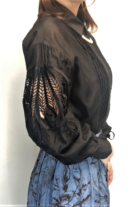【セット販売】透かし袖シアーシャツ × マキシスカート ver.2 4枚目の画像