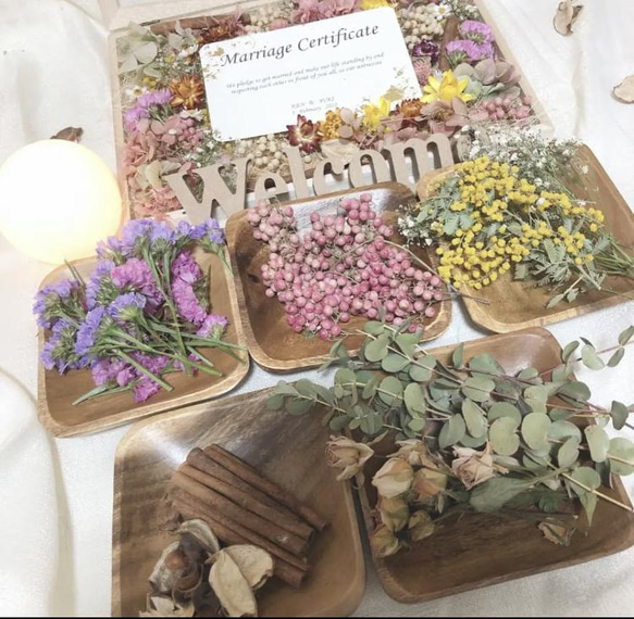 結婚証明書　両親贈呈品　フォトフレーム　参加型　ウェルカムグッズ　ドライフラワー  人気　 1枚目の画像