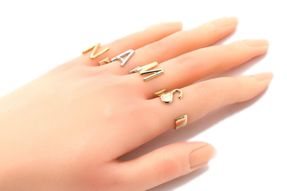 RNG-053-G [1piece] Initial Ring / Initials Ring, Band Ring / 可調節 第5張的照片