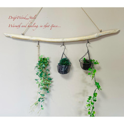 流木インテリア 木肌が斑模様の真っすぐなハンガーフック 流木ハンガー ハンギング ウォールデコ 壁掛け 北欧 No.89 1枚目の画像