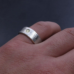 指輪 メンズ : 岩石 菊紋 平打ち シルバー リング 8mm幅 14～27号 白仕上げ シンプル 和柄 和風 ブランド 8枚目の画像