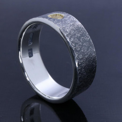 指輪 メンズ : 岩石 菊紋 平打ち シルバー リング 8mm幅 14～27号 燻仕上げ シンプル 和柄 和風 ブランド 3枚目の画像