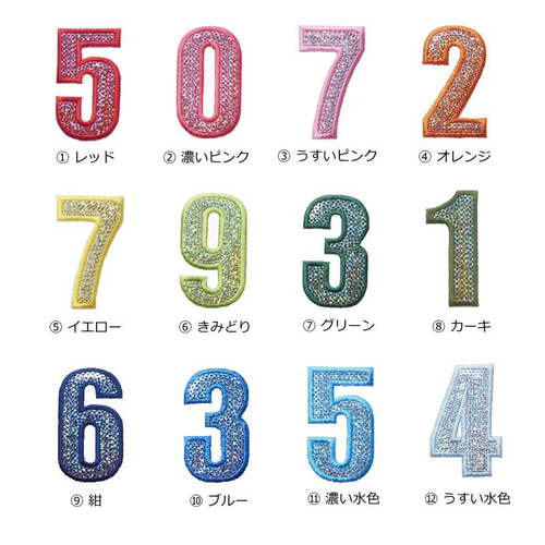 大きいキラキラ数字ワッペン（6.5cm） ワッペン・アップリケ 34N