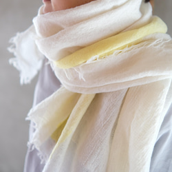 印度棉毛紗質地溫柔羊毛紗披肩直到早春◎/米白x檸檬黃【多層】 第4張的照片