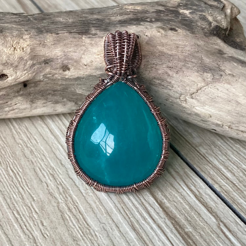 アマゾナイトペンダント・Copper wirewrap/ワイヤーアート