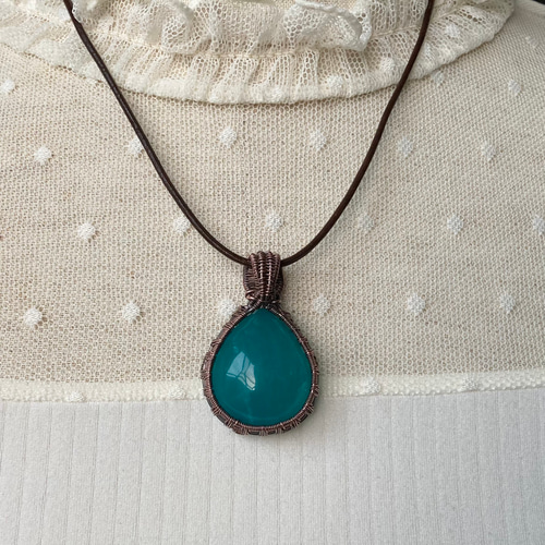 アマゾナイトペンダント・Copper wirewrap/ワイヤーアート