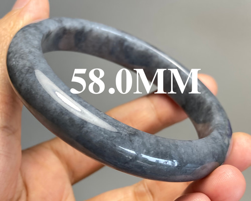 BG01 美品 58.0 ミャンマー産 天然 A貨 無処理 黒翡翠 本翡翠 バングル