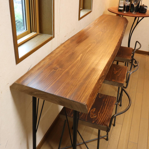 w1620一枚板国産ヒノキ カウンターテーブル カフェcafe