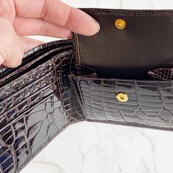 日本製　上質　クロコダイル　財布　ミドルウォレット　札入れ　エキゾチックレザー 9枚目の画像