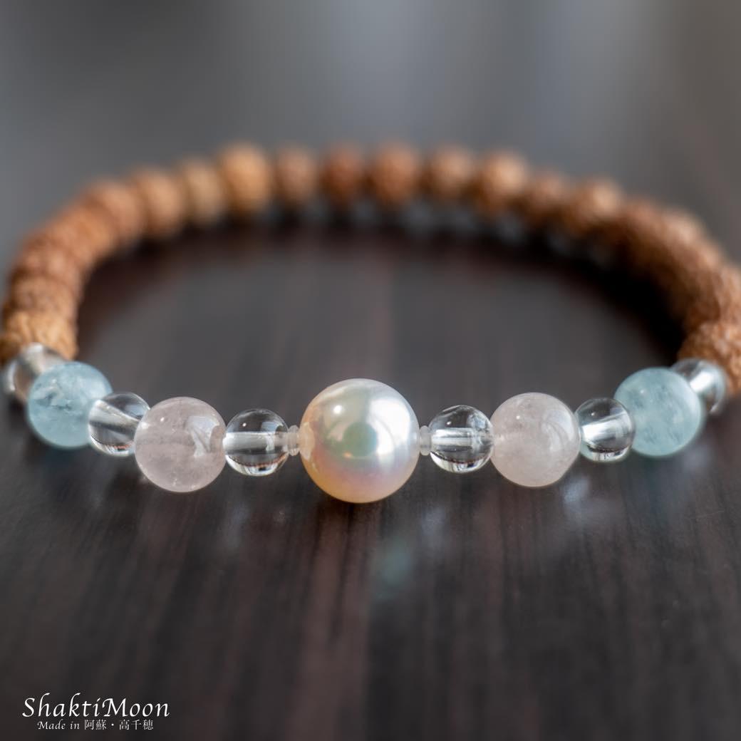 【美と健康のお守り！幸せな人生を送りたいあなたへ！レア・希少！極小4mm5mm6mm】あこや真珠×アクアマリン×モルガナ 14,980円