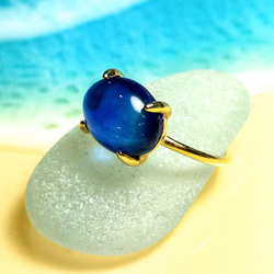 ポーランド産】ブルーカラー バルティックアンバー フリーサイズリング