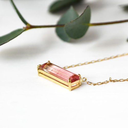 K18 トルマリン カラーネックレス K18 バイカラートルマリンネックレス