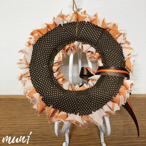 着物リメイク〉布リース (オレンジ) リース mun1' 通販 13770821