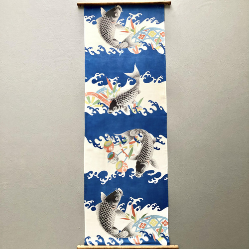 古布　ハンドメイド　タペストリー　鯉 古布 ハンドメイド タペストリー 鯉
