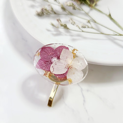 水中花 ライトブルー あじさい 夏 押し花 レジン ヘアゴム