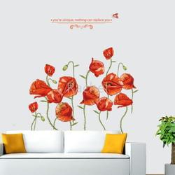 ウォールステッカーY08　ケシの花　赤　フラワー　模様替え　DIY　送料無料 剥がせるシール 壁シール インテリアシール 4枚目の画像