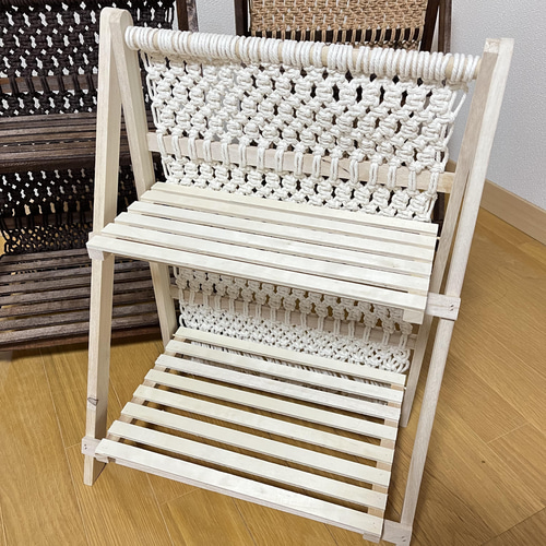 マクラメ 2段シェルフ(棚) 壁掛けラック・ウォールシェルフ